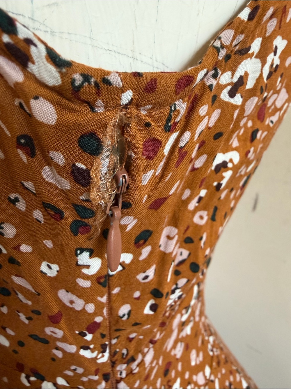 Free People Printed  Button-Front Midi Dress in Rust - Picture 4 of 8